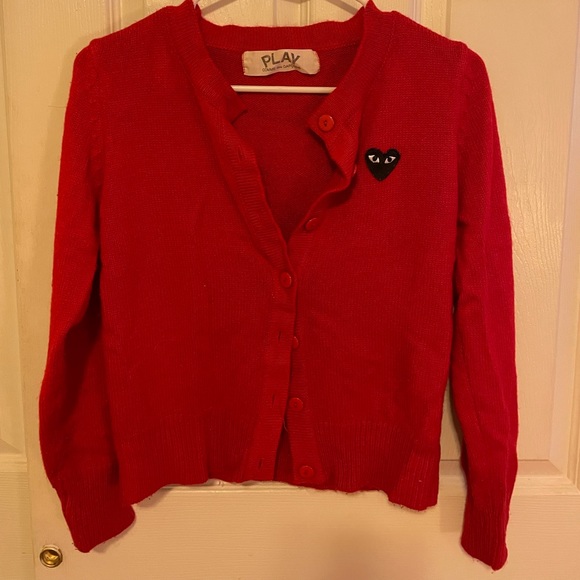 Comme des Garcons PLAY Sweaters - Comme des Garçon “PLAY” red cardigan